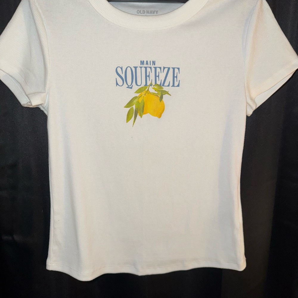 Old Navy White Crop Top with Lemon Graphic